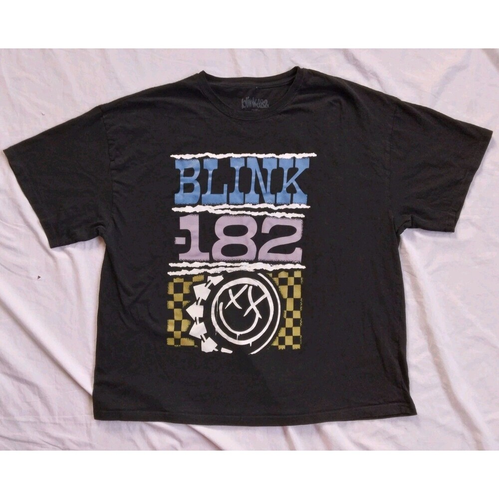 Blink 182 Band T-Shirt Black Grunge Mens Size 2XL